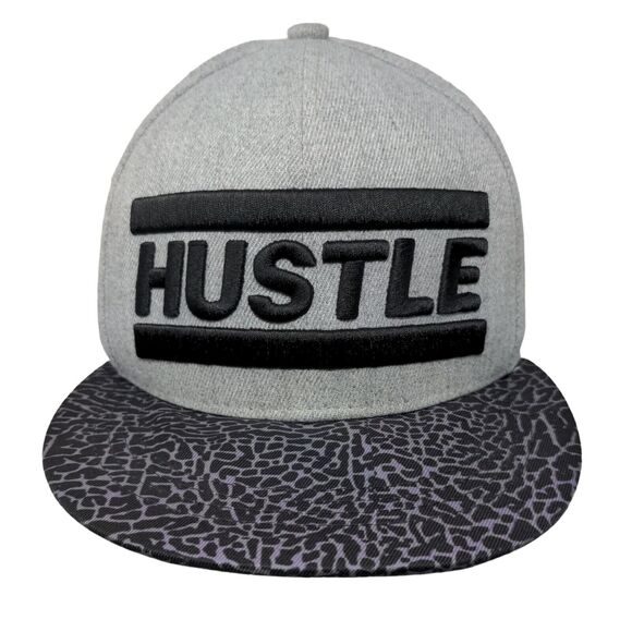 Hustle Snapback Hat Gray One Size Adjustable Embroidered 6 Panel Sole Addiction - Picture 1 of 7